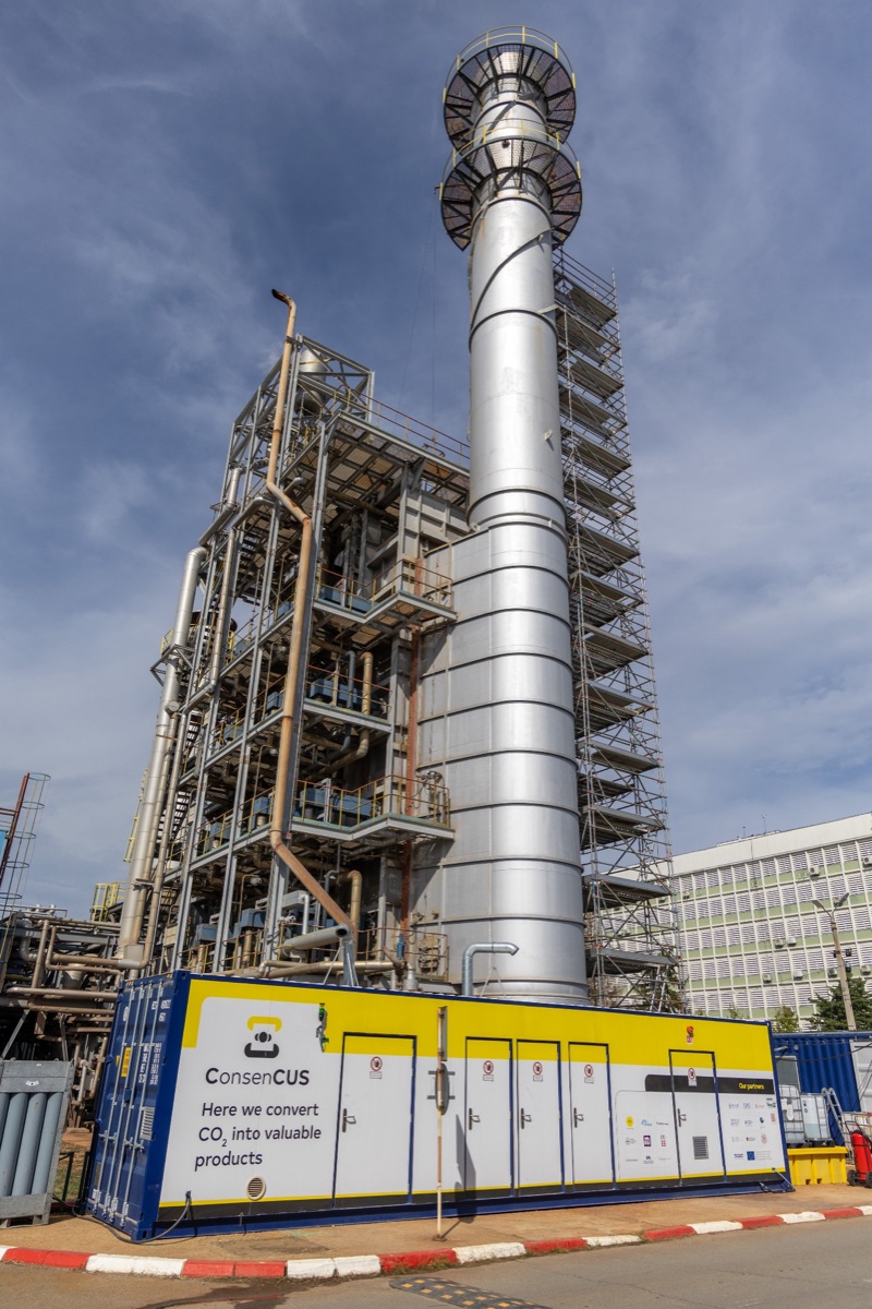 ConsenCUS CO₂ conversion unit at an industrial site