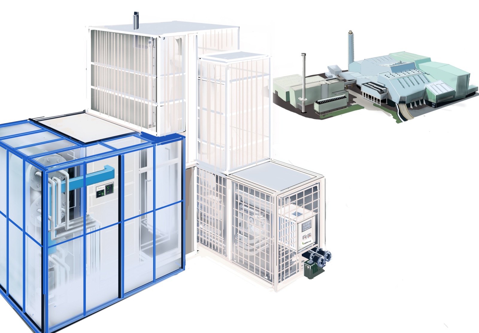 Coval Energy modular conversion units next to a waste-to-energy plant