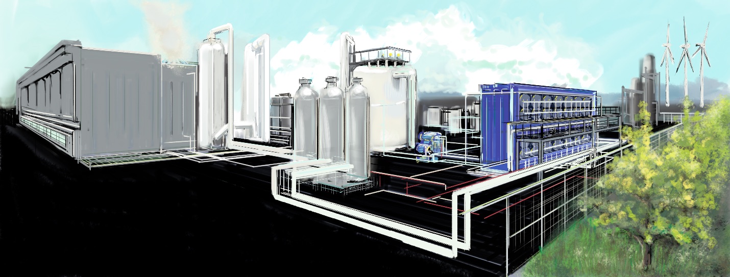 Impression of a Coval installation integrated in an industrial plant